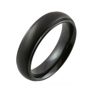 Shoulder Cut and Satin Top Black Zirconium Wedding Ring