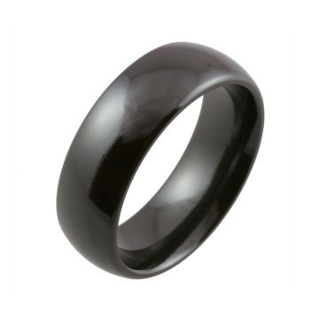Domed Black Zirconium Wedding Ring