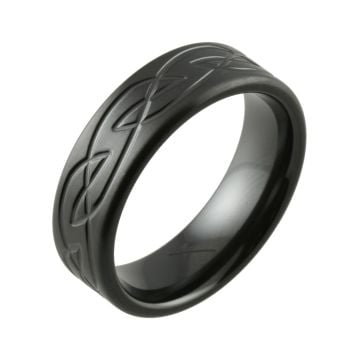 Celtic Knot Satin Finish Black Zirconium Wedding Ring