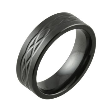Narrow Celtic Knot Satin Finish Black Zirconium Wedding Ring