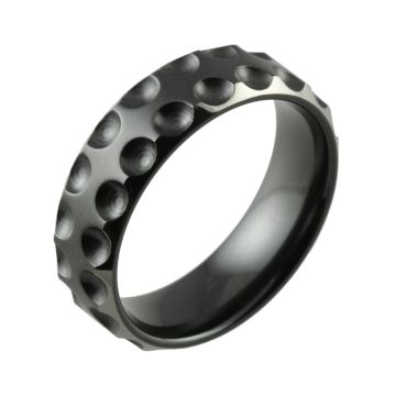 Black Zirconium Two Tone with Dots & Bevelled Edges Wedding Ring