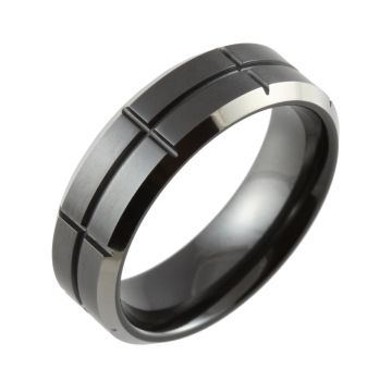 Relieved Bevelled Edge and Machined Sections Zirconium Ring