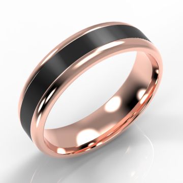 Rose Gold Softened Flat Court with Black Zirconium Inlay