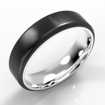 Bi Metal and Black Zirconium Two Tone Ring