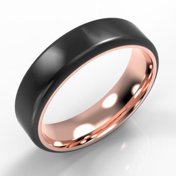 Rose Gold and Black Zirconium Two Tone Ring