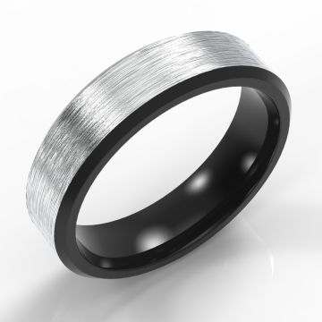 Bevelled Black Zirconium Flat Court with Silver Inlay