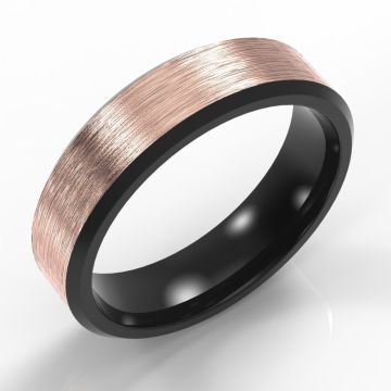 Bevelled Black Zirconium Flat Court with Rose Gold Inlay