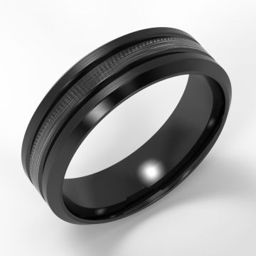 Twin V Grooves & Bevelled Edges Black Ring