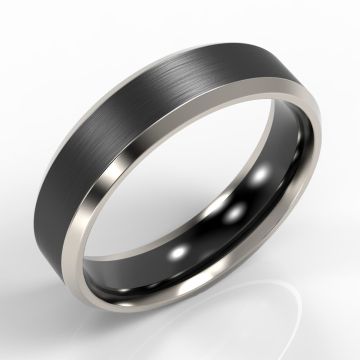 Bi-Metal Bevelled Edge & Black Zirconium Ring
