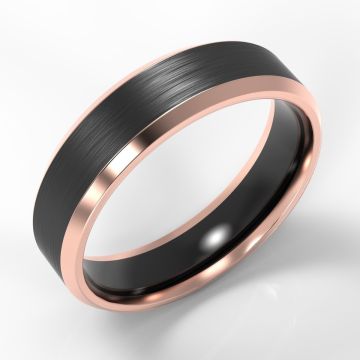 Bi-Metal 9ct Rose Gold Bevelled Edge & Black Zirconium Ring