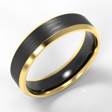 Bi-Metal 9ct Yellow Gold Bevelled Edge & Black Zirconium Ring