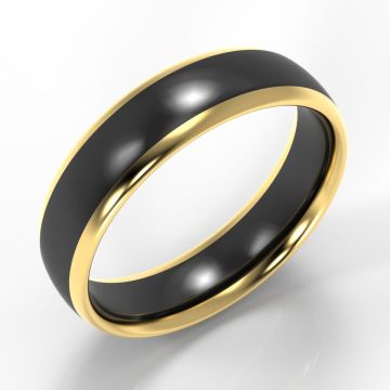 Bi-Metal 9ct Yellow Gold Edges & Black Zirconium Classic Court Ring