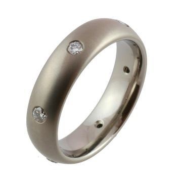 Titanium with Multi Diamonds Wedding Ring
