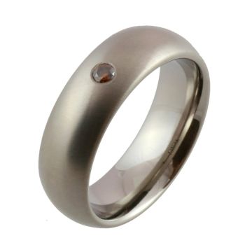 Titanium with Cognac Coloured Diamond Wedding Ring