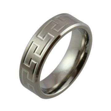Hammerhead Design with Small Bevelled Edges Titanium Wedding Ring