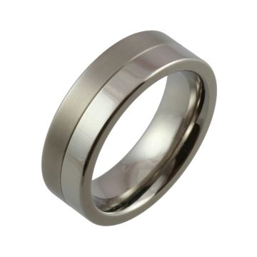 Centre Groove with Twin Finish Titanium Wedding Ring