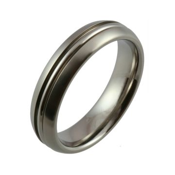Titanium Domed with Centre Rail Feature Wedding Ring