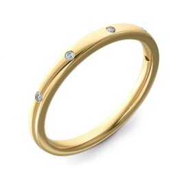 2mm Court with Five Brilliant Cut Diamonds | Yellow Gold