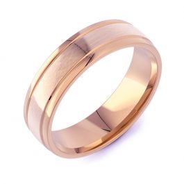 Machined Modern Court with Twin Finish | Rose Gold Wedding Rings