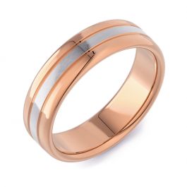Machined Double Comfort Two Tone | Rose Gold White Inlay