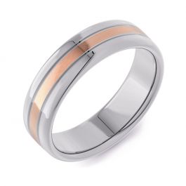Machined Double Comfort Two Tone | Rose Gold Inlay 