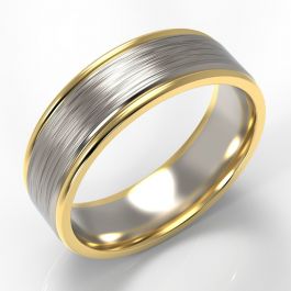 Bi-Metal 9ct Yellow Gold Edged Zirconium Flat Court Ring
