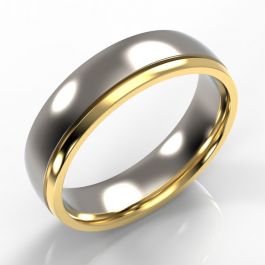 Bi-Metal Offset 9ct Yellow Gold & Zirconium Court Ring