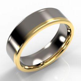 Bi-Metal Offset 9ct Yellow Gold & Zirconium Double Comfort Flat Ring