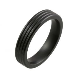 Multi Groove Black Zirconium Wedding Ring