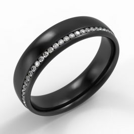 Channel Set Diamond Black Zirconium Ring
