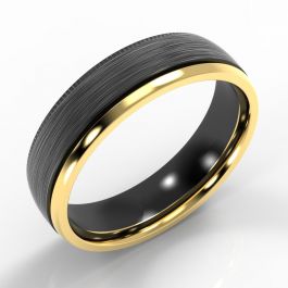 Bi-Metal Offset 9ct Yellow Gold & Black Zirconium Court Ring
