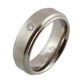 Titanium Shoulder Cut and Diamond Wedding Ring