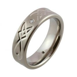 Titanium Celtic Knot and Twin Diamonds Wedding Ring