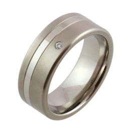 Titanium Twin Finish with Diamond Wedding Ring