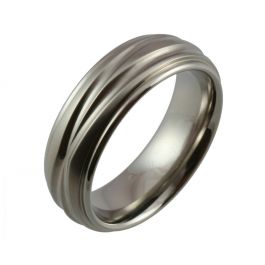 Shoulder Cut Edges with Crossover Pattern Titanium Wedding Ring