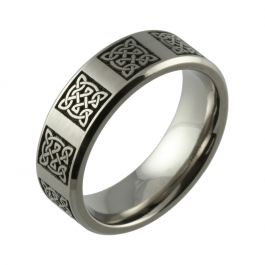 Laser Engraved Celtic Knot Design Titanium Wedding Ring 