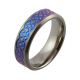 Half Circle Bright Blue to Purple Zirconium Satin Wedding Ring
