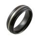 Shoulder Cut Edges with Relieved Black Central Stripe Zirconium Wedding Ring