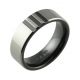 Black Zirconium Two Tone & Decorative Stripe Detail Wedding Ring