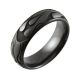 Flame Design Laser Engraved Black Zirconium Ring