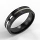Bevelled Edge Black Zirconium Ring with Platinum Inlay
