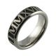 Laser Engraved Roman Numeral Titanium Wedding Ring