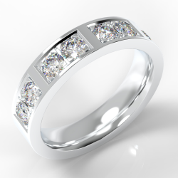 5.5mm Flat Court with Grouped Pave Set Round Diamonds