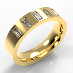 6mm Extra Heavy Flat Court with Baguette Diamonds | Yellow Gold