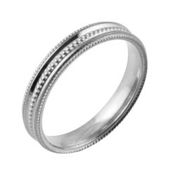 Classic Beading & Mill Grain Flat Court | White Gold, Palladium, Platinum