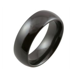 Domed Black Zirconium Wedding Ring